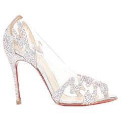 CHRISTIAN LOUBOUTIN Illusions Strass 100 crystal PVC peep toe pump EU37
