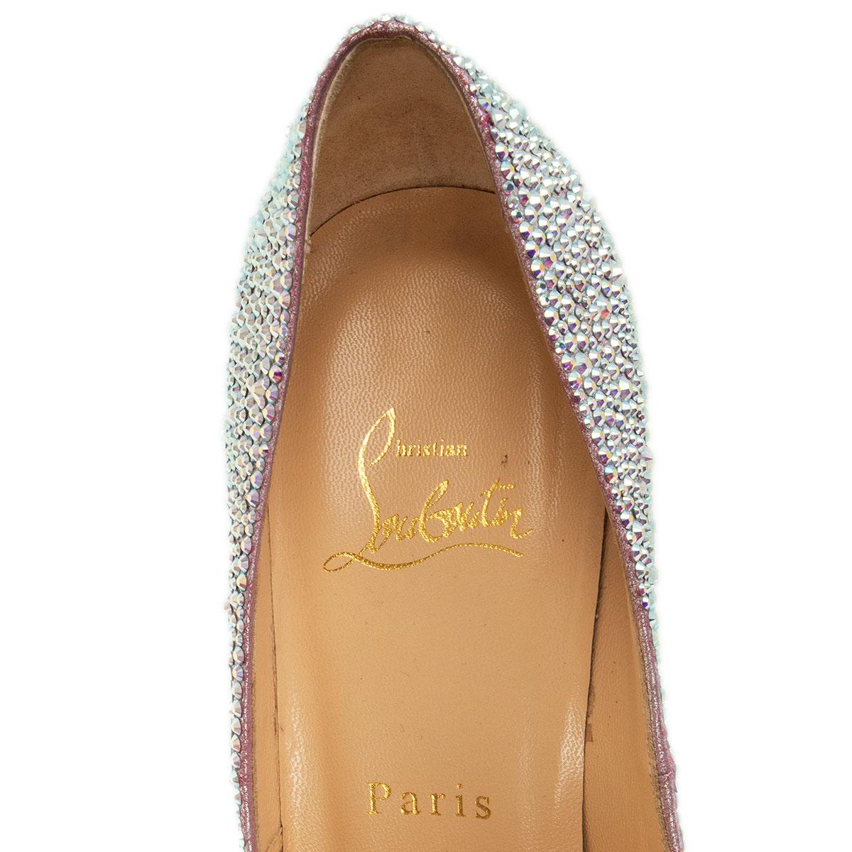 Beige CHRISTIAN LOUBOUTIN iridescent CRYSTAL EMBELLISHED FIFI 100 Pumps Shoes 38