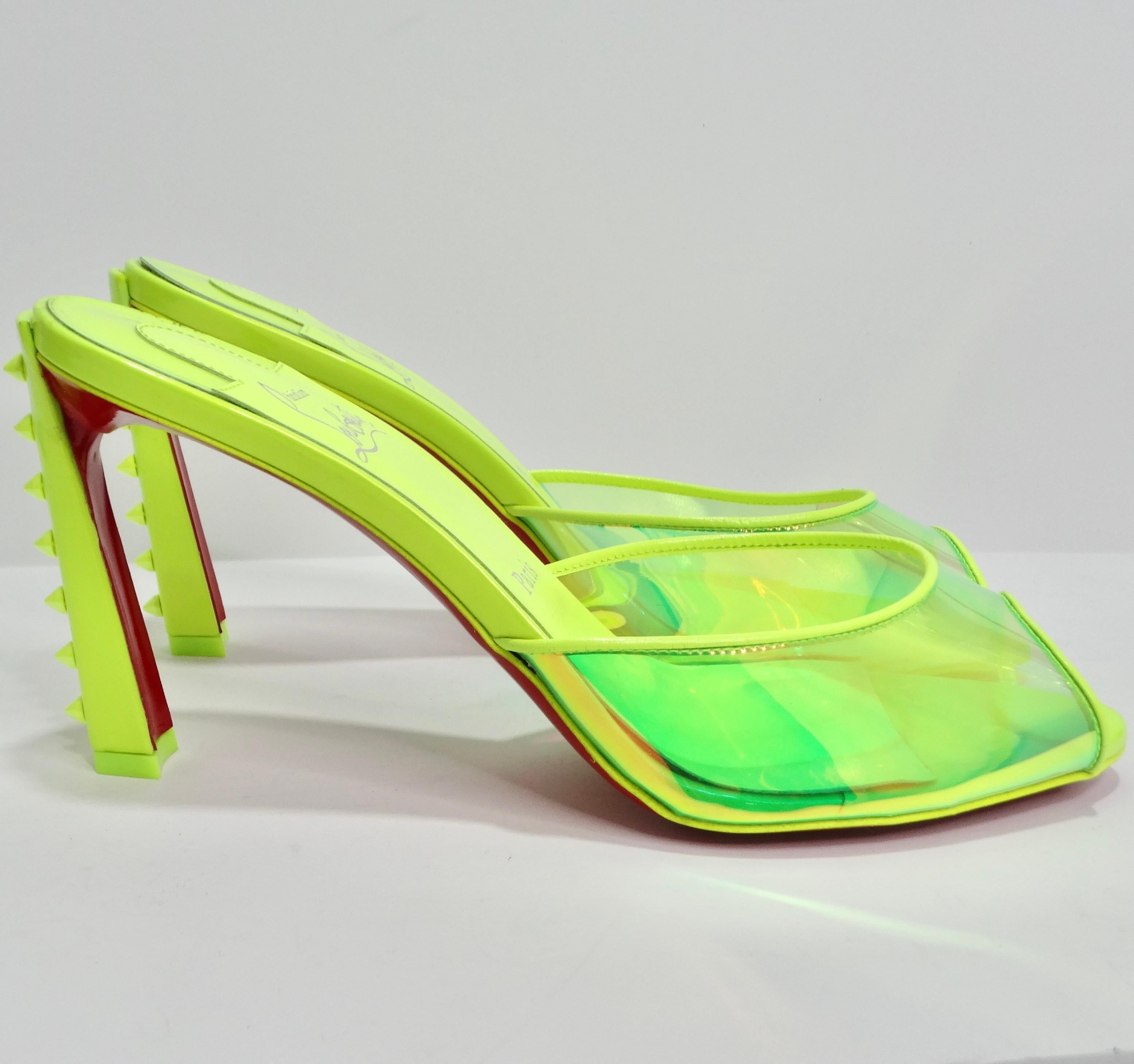 Christian Louboutin Iridescent Spike Mule Sandals For Sale 1