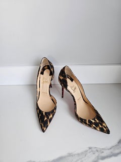 Christian Louboutin Iriza 100 Black Brown Silk Soie Leopard Sandal Heel Pump