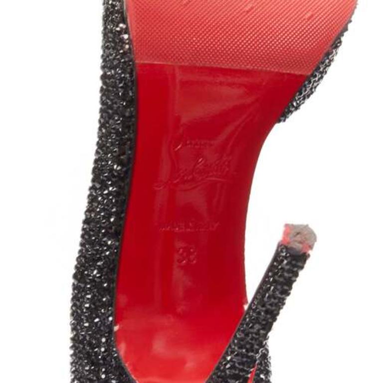 CHRISTIAN LOUBOUTIN Iriza 100 escarpins dorsay noirs strass EU38 en vente 5