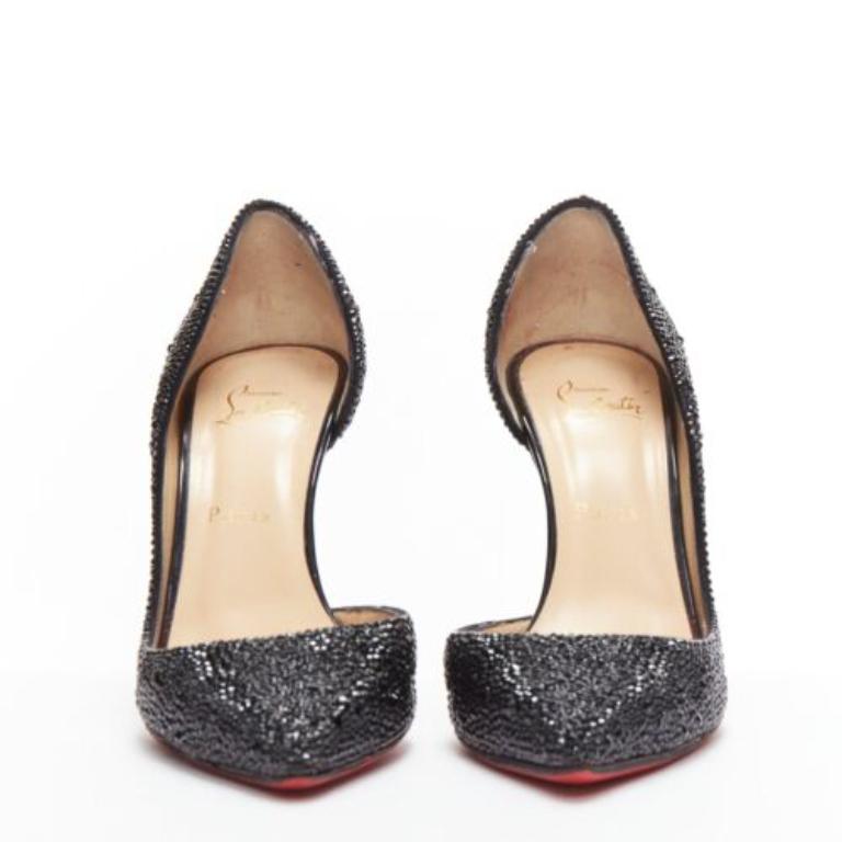Noir CHRISTIAN LOUBOUTIN Iriza 100 escarpins dorsay noirs strass EU38 en vente