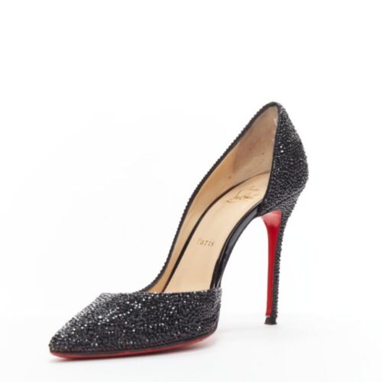 CHRISTIAN LOUBOUTIN Iriza 100 escarpins dorsay noirs strass EU38 Bon état - En vente à Hong Kong, NT