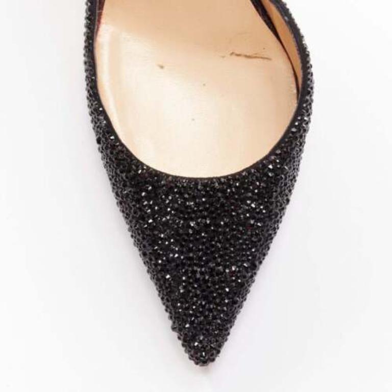 CHRISTIAN LOUBOUTIN Iriza 100 escarpins dorsay noirs strass EU38 en vente 1