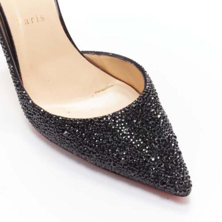 CHRISTIAN LOUBOUTIN Iriza 100 escarpins dorsay noirs strass EU38 en vente 2
