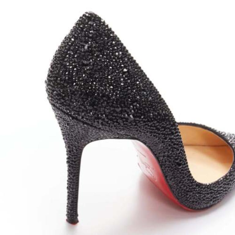 CHRISTIAN LOUBOUTIN Iriza 100 escarpins dorsay noirs strass EU38 en vente 3