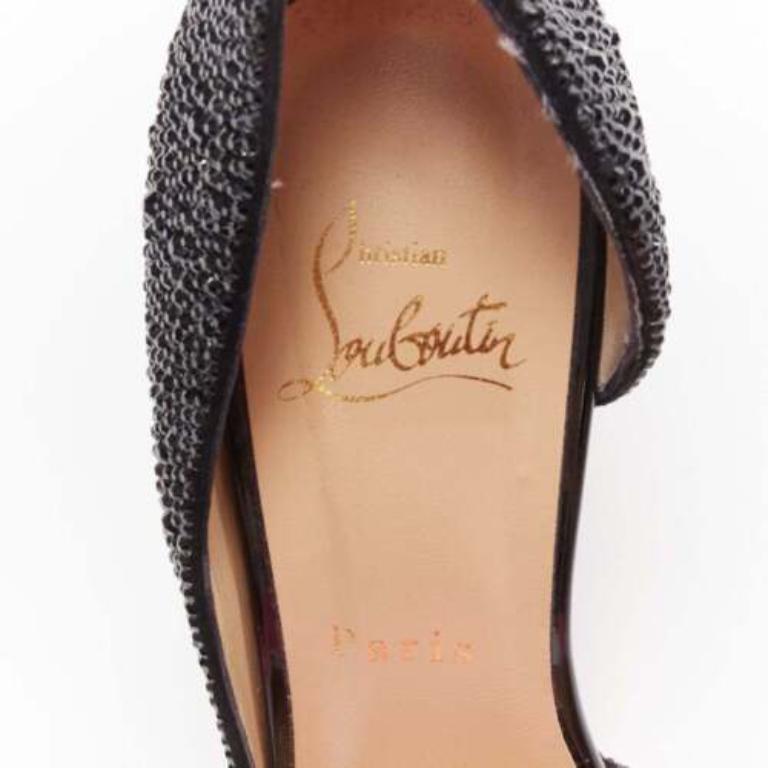 CHRISTIAN LOUBOUTIN Iriza 100 escarpins dorsay noirs strass EU38 en vente 4