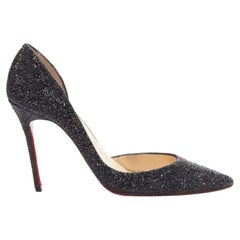 CHRISTIAN LOUBOUTIN Iriza 100 black rhinestone strass dorsay pumps EU38