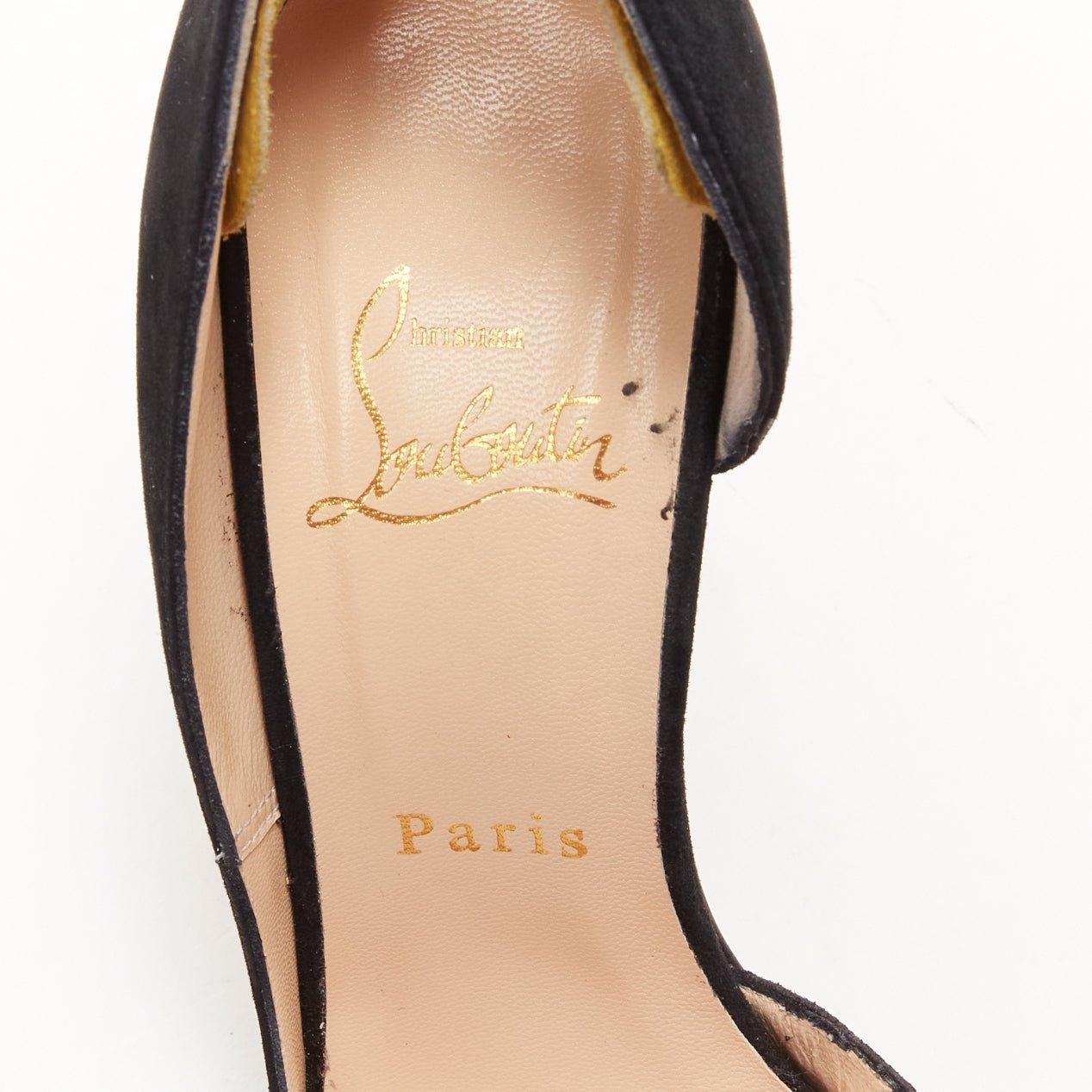 CHRISTIAN LOUBOUTIN Iriza 100 black suede dorsay stiletto pump EU38 For Sale 5