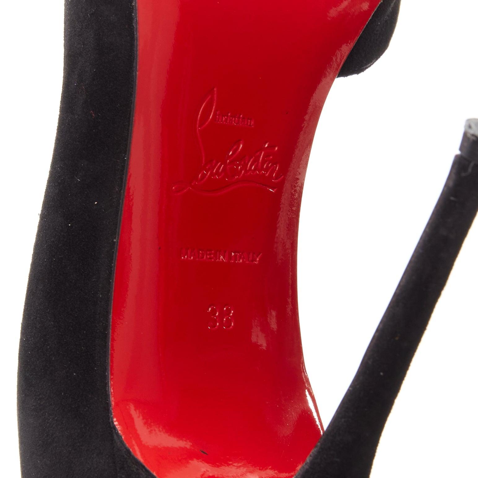 CHRISTIAN LOUBOUTIN Iriza 100 black suede dorsay stiletto pump EU38 For Sale 6
