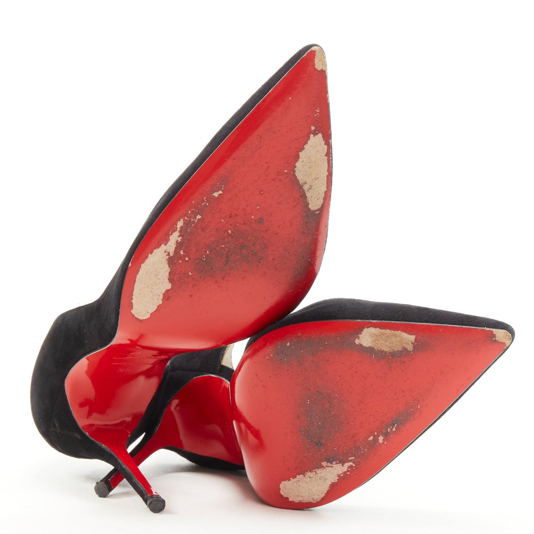 CHRISTIAN LOUBOUTIN Iriza 100 black suede dorsay stiletto pump EU38 For Sale 7