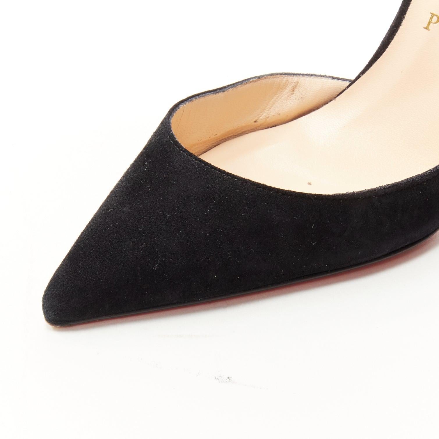 CHRISTIAN LOUBOUTIN Iriza 100 black suede dorsay stiletto pump EU38 2