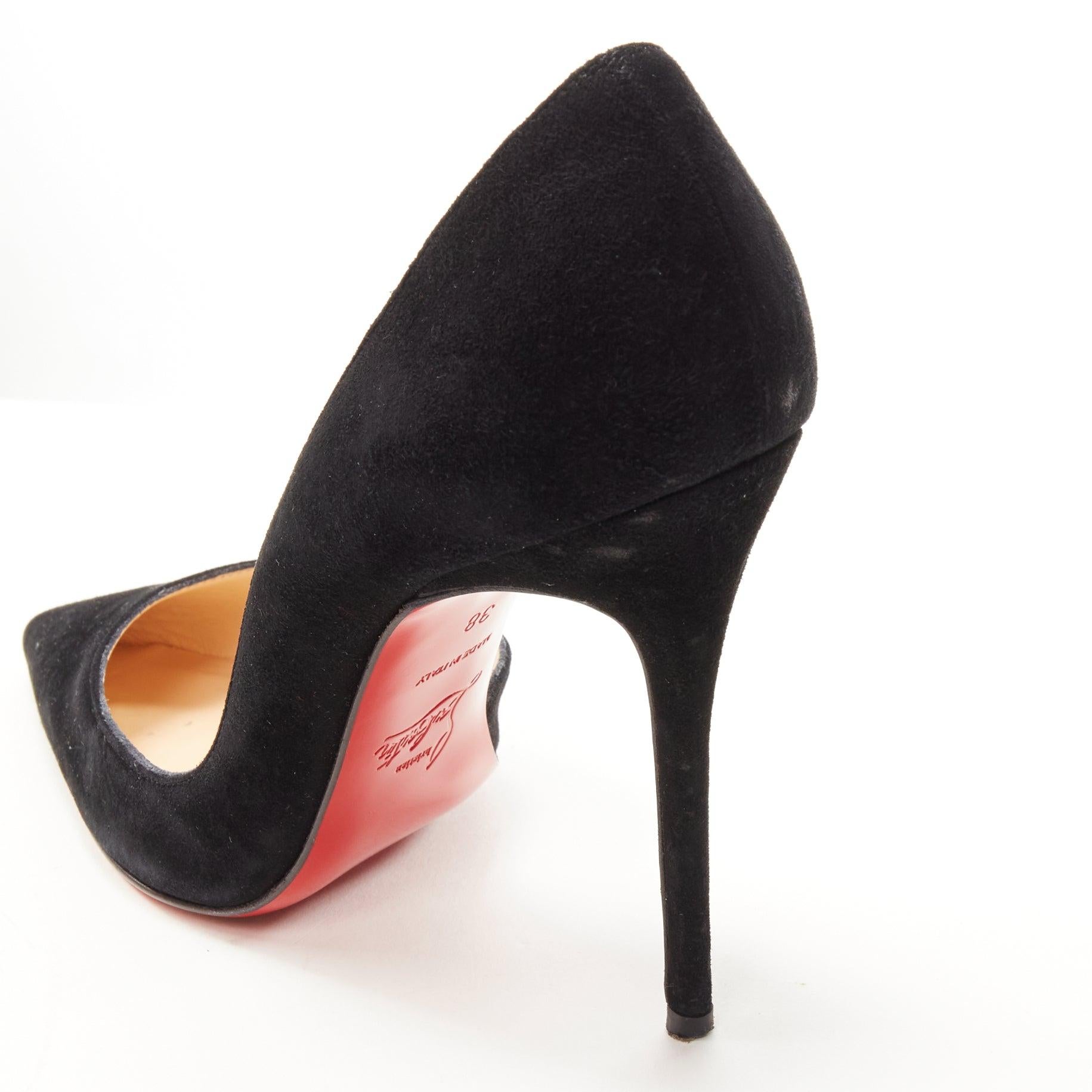 CHRISTIAN LOUBOUTIN Iriza 100 black suede dorsay stiletto pump EU38 For Sale 3