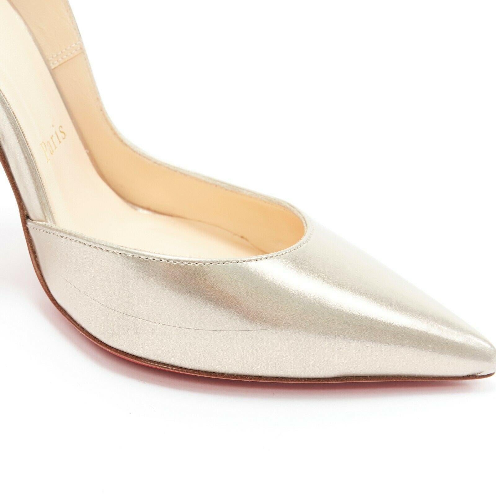 CHRISTIAN LOUBOUTIN Iriza 100 metallic silver point toe half dorsay pump EU35 2