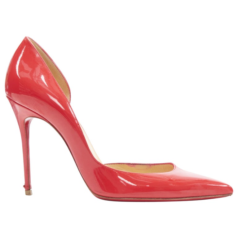 CHRISTIAN LOUBOUTIN Iriza 100 red patent point toe dorsay pigalle pump ...
