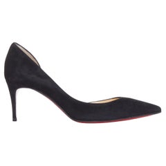 CHRISTIAN LOUBOUTIN Iriza 60 half dorsay black suede pumps EU34.5