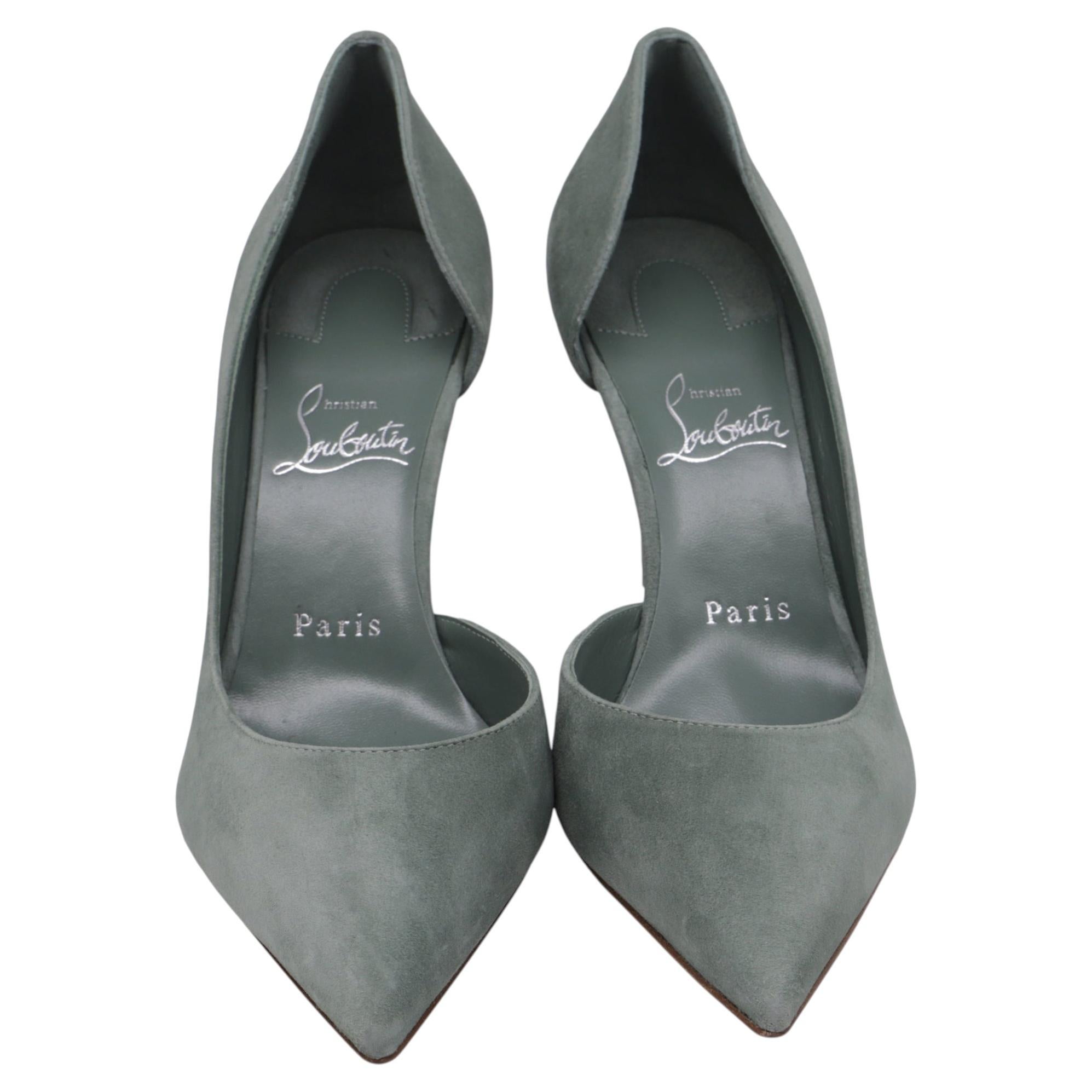 Christian Louboutin Iriza 85 Pumps in Green Suede