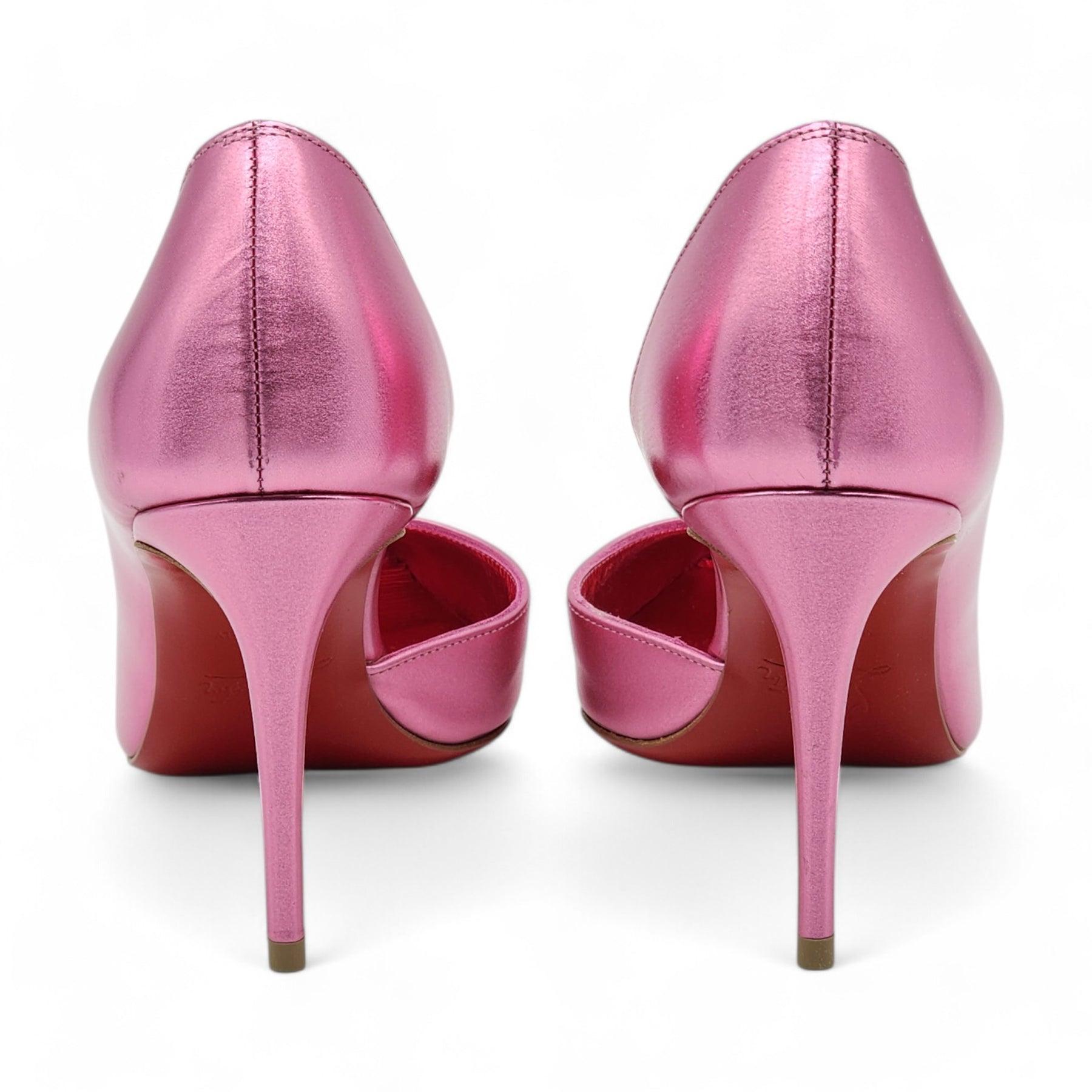 Brown Christian Louboutin Iriza Pumps Metallic Leather in Pink Size 36 For Sale