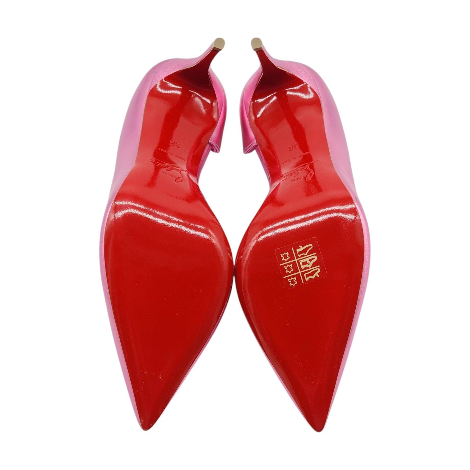 Christian Louboutin Iriza Pumps Metallic Leather in Pink Size 36 In Excellent Condition For Sale In Los Angeles, CA