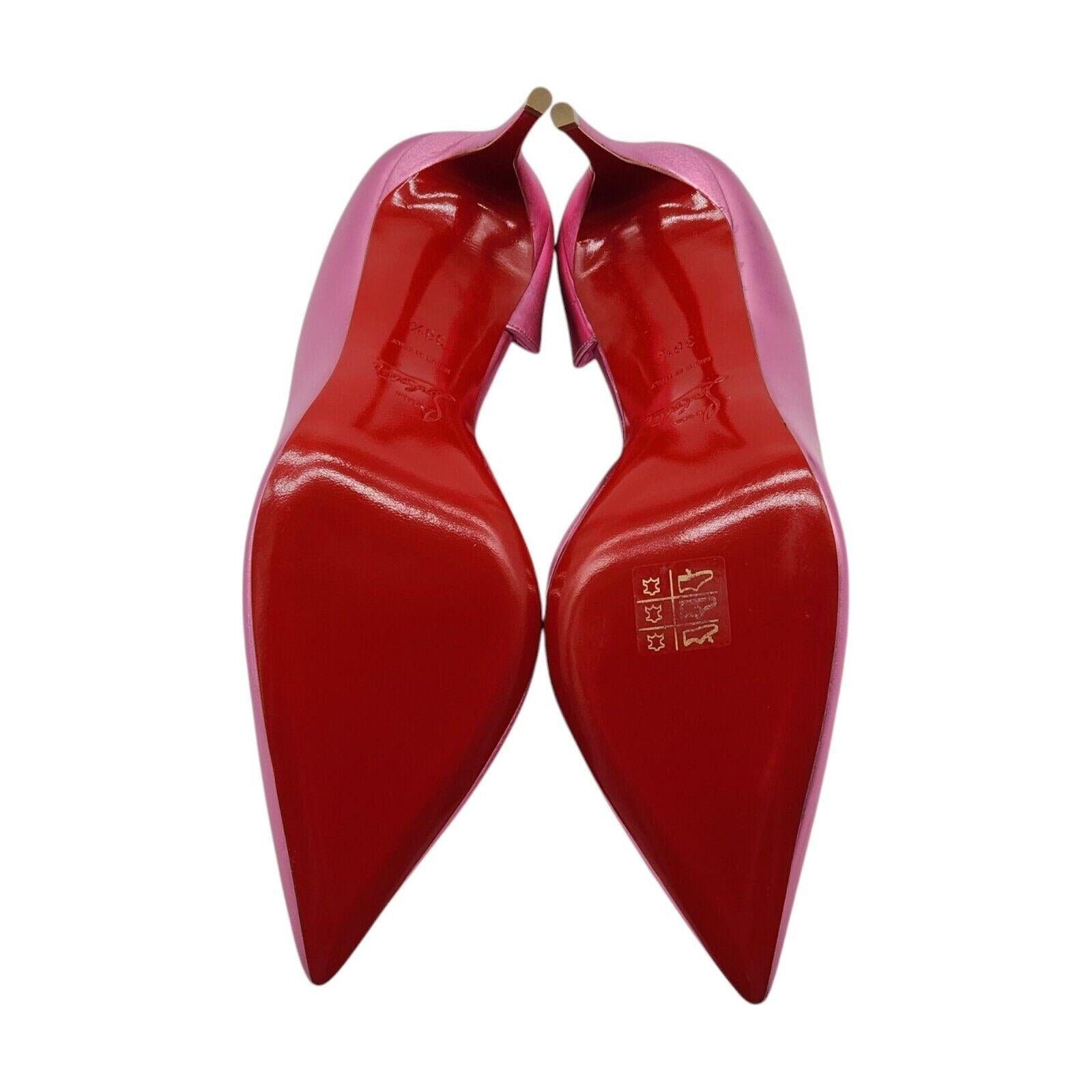 Women's Christian Louboutin Iriza Pumps Metallic Leather in Pink Size 38.5 For Sale