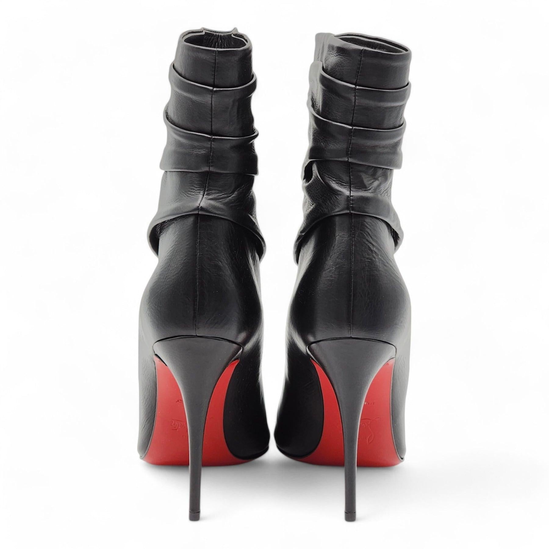 Noir Christian Louboutin Ishtar Stiletto Boots en cuir noir Taille 35.5 en vente