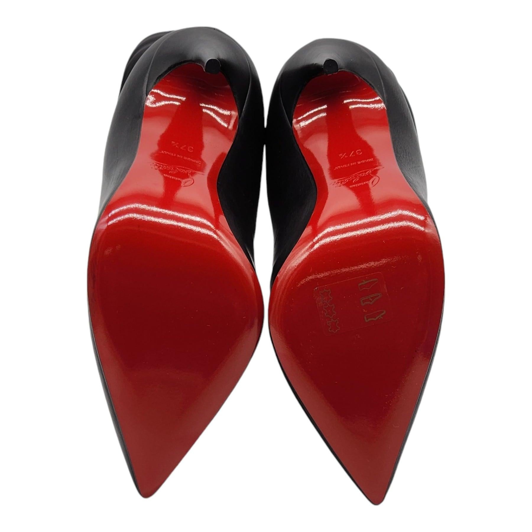 Women's Christian Louboutin Ishtar Stiletto Boots Leather in Black Size 37 For Sale