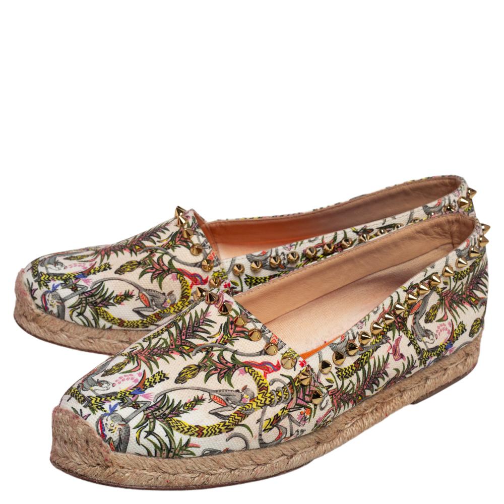Christian Louboutin Marfil  Lienzo Ares Espadrilles Picos Flats Talla 37 Marrón