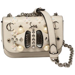 Christian Louboutin Ivory Leather Mini Sweet Charity Pearl Crossbody Bag