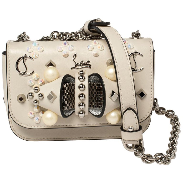 Christian Louboutin Sweet Charity Studded Shoulder Bag Pinky Leather Small