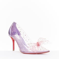 CHRISTIAN LOUBOUTIN Jelly Strass 80 metallic lilac crystal PVC bow pump EU37
