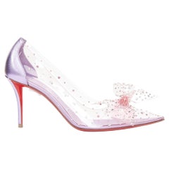 CHRISTIAN LOUBOUTIN Jelly Strass 80 metallic lilac crystal PVC bow pump EU37