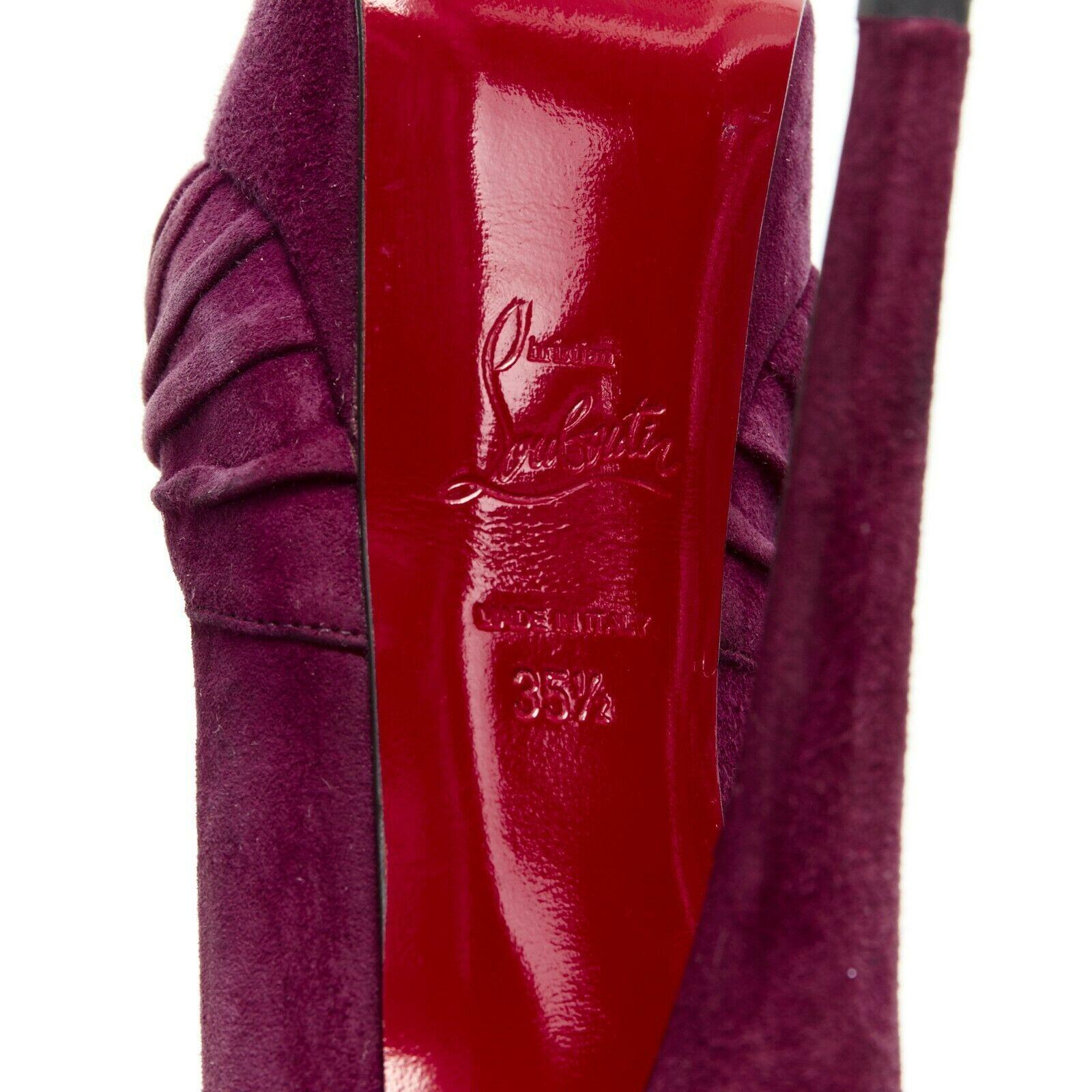 CHRISTIAN LOUBOUTIN Jenny 150 purple suede knot peep toe platform pump EU35.5 5