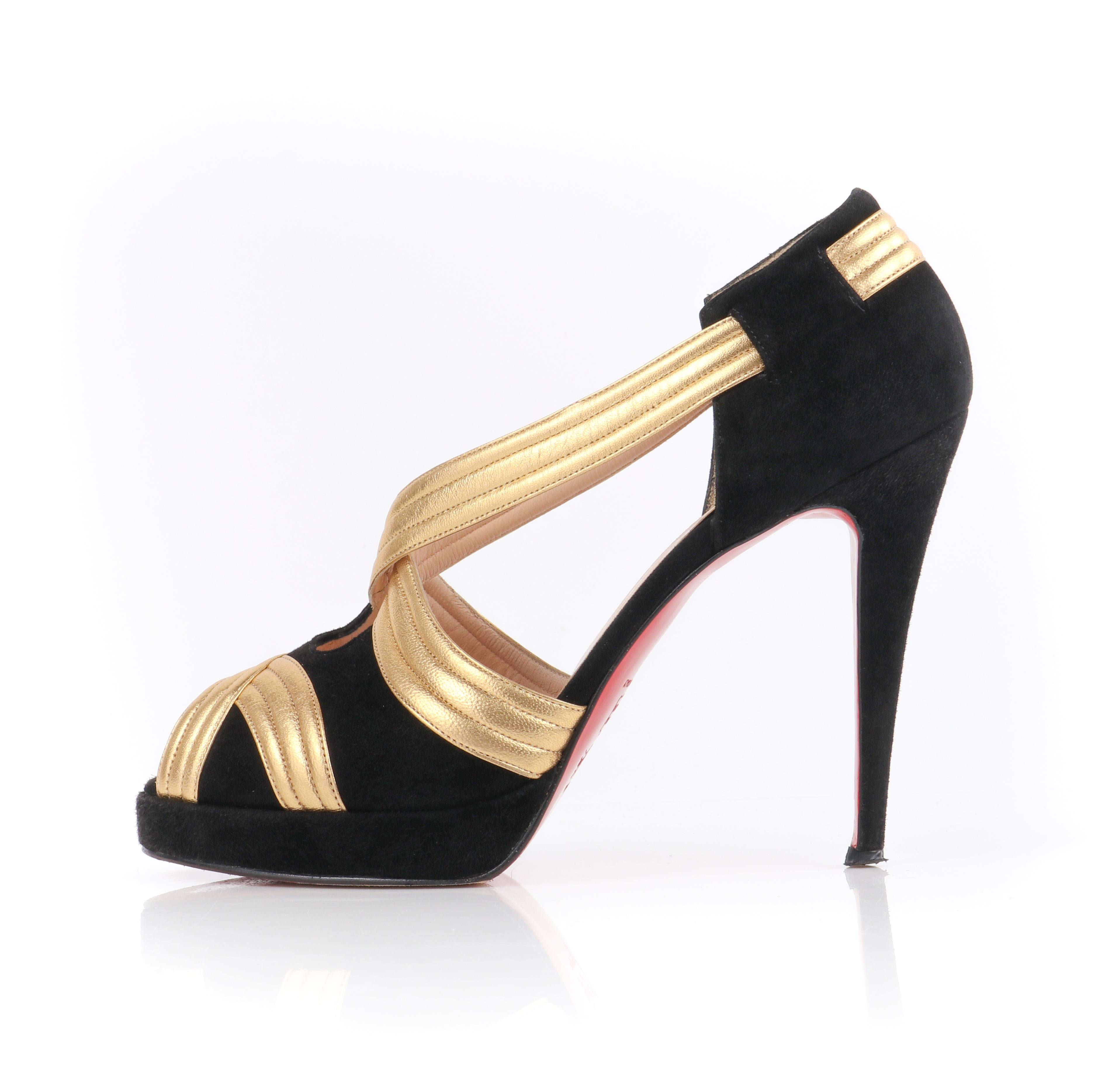 black and gold christian louboutin heels