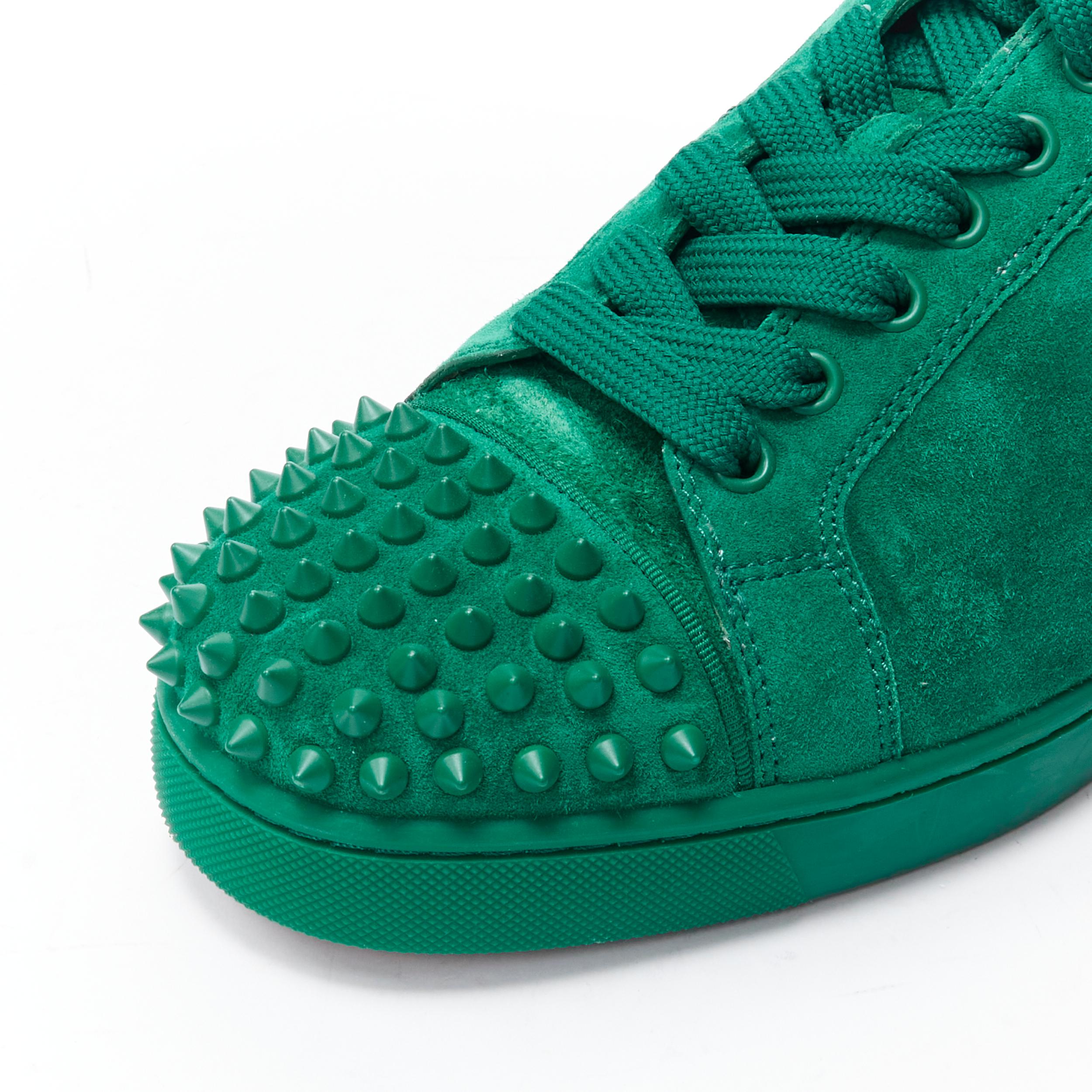 Men's CHRISTIAN LOUBOUTIN Junior Spike Orlato Kelly green studded toe low sneaker EU41