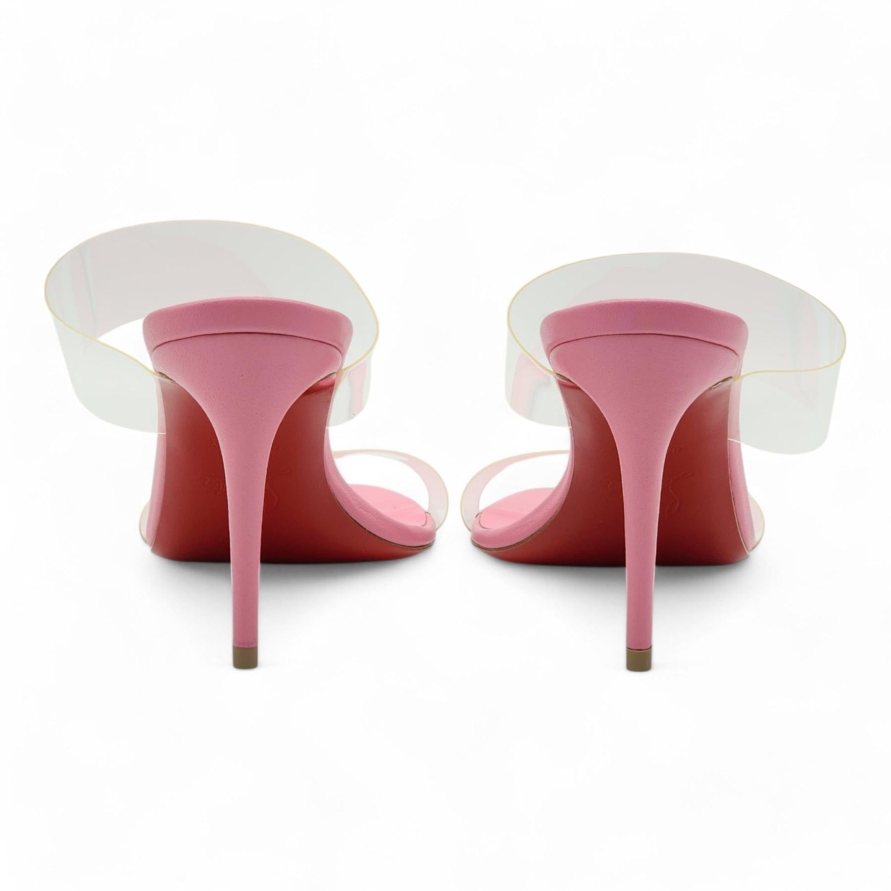 Christian Louboutin Just Nothing Sandals PVC and Leather in Pink In Excellent Condition In Los Angeles, CA
