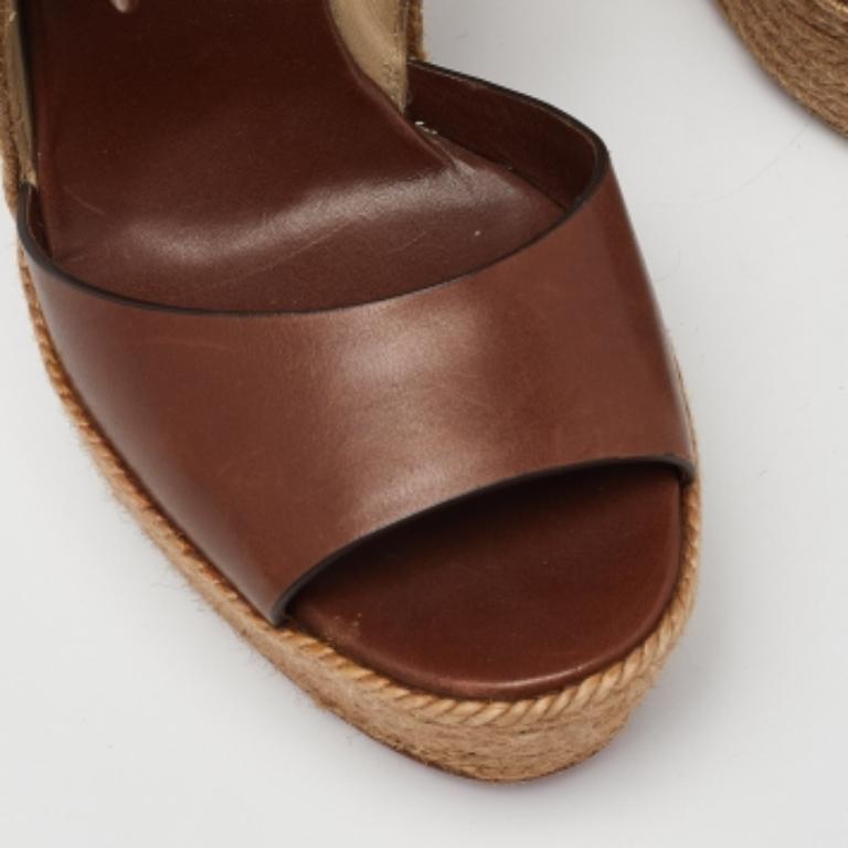 Christian Louboutin Jute Praia Wedge Espadrille Platform Strap Sandals Size 40 Pour femmes en vente
