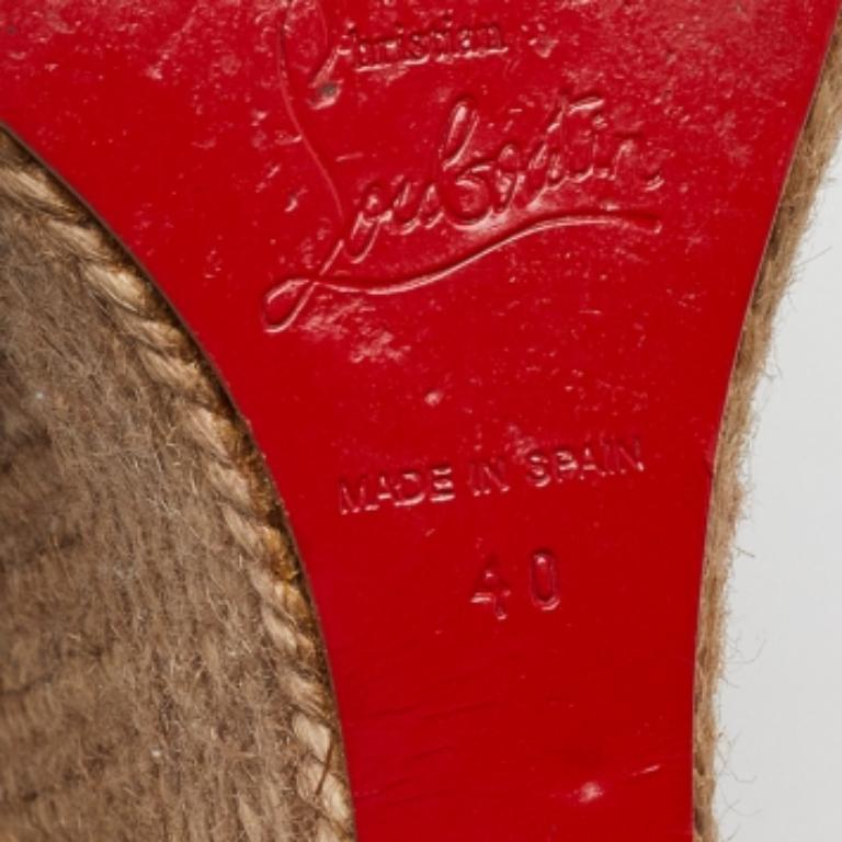 Christian Louboutin Jute Praia Wedge Espadrille Platform Strap Sandals Size 40 en vente 4