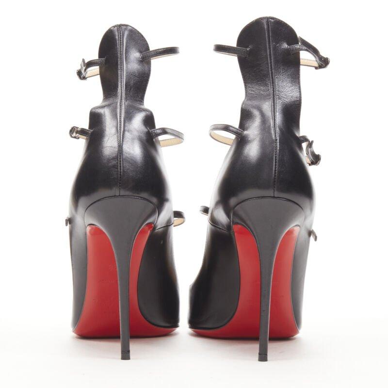 Women's CHRISTIAN LOUBOUTIN Kadreyana 100 black caged strappy leather pump EU38 For Sale