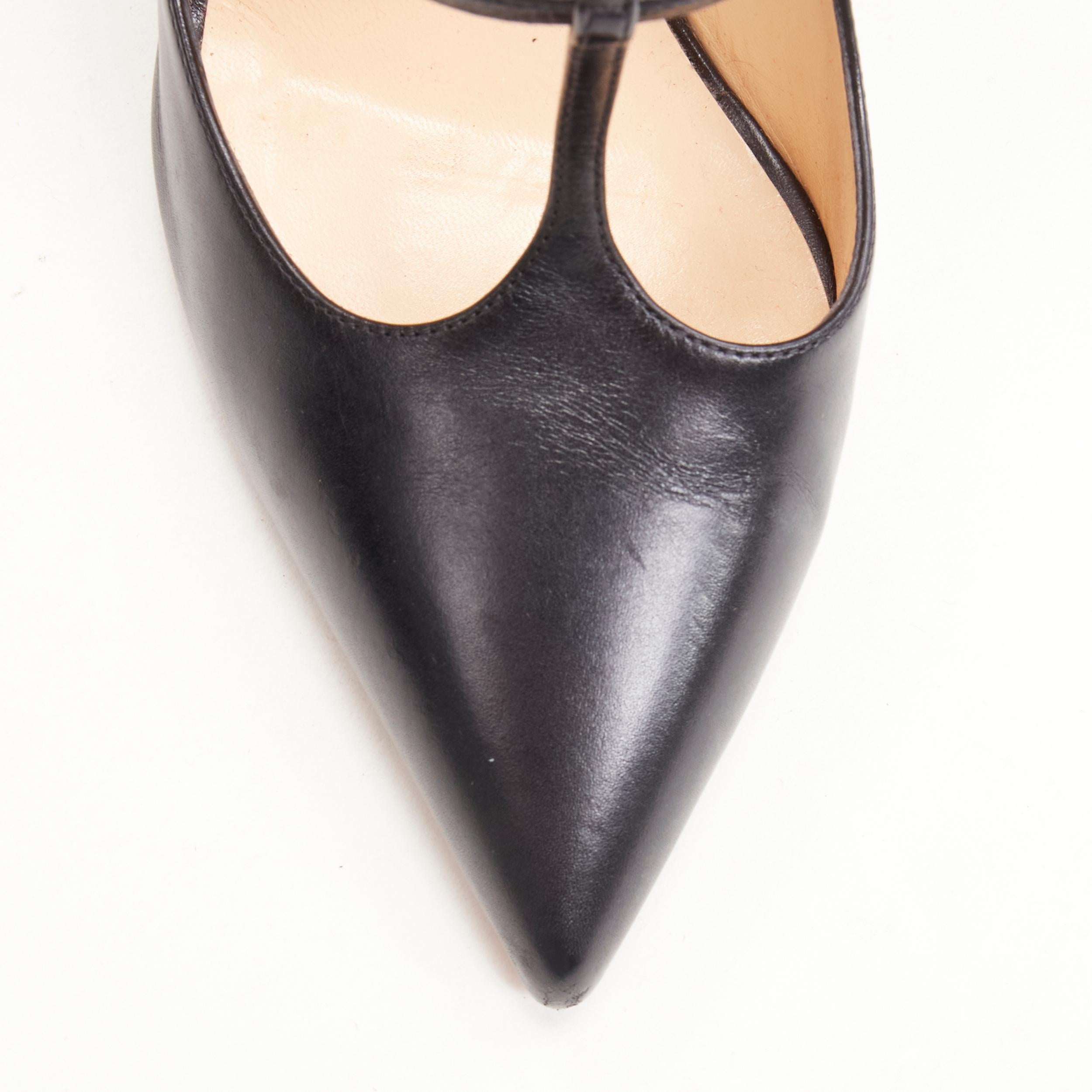 CHRISTIAN LOUBOUTIN Kadreyana 100 black caged strappy leather pump EU38 In Good Condition For Sale In Hong Kong, NT
