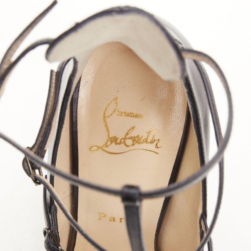 CHRISTIAN LOUBOUTIN Kadreyana 100 black caged strappy leather pump EU38 For Sale 4