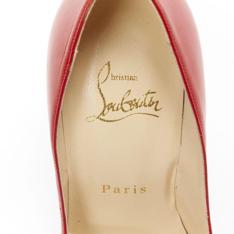 CHRISTIAN LOUBOUTIN Kate 100 rojo carmín cuero puntiagudo bomba alta pigalle EU36 en venta 5