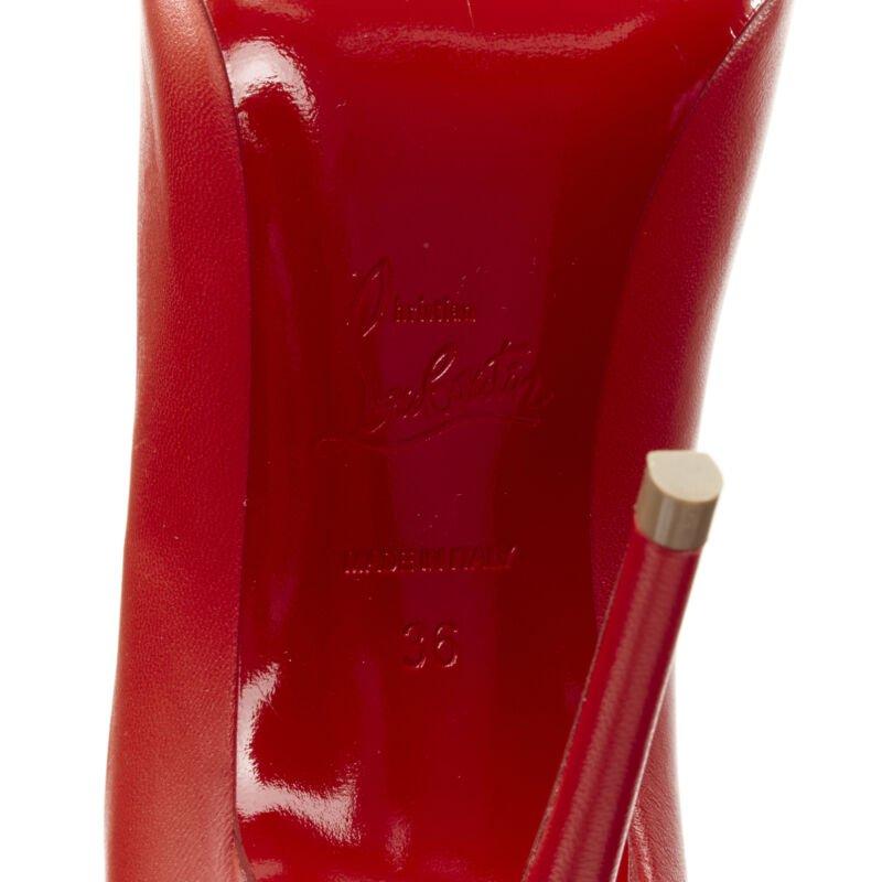 CHRISTIAN LOUBOUTIN Kate 100 rojo carmín cuero puntiagudo bomba alta pigalle EU36 en venta 6