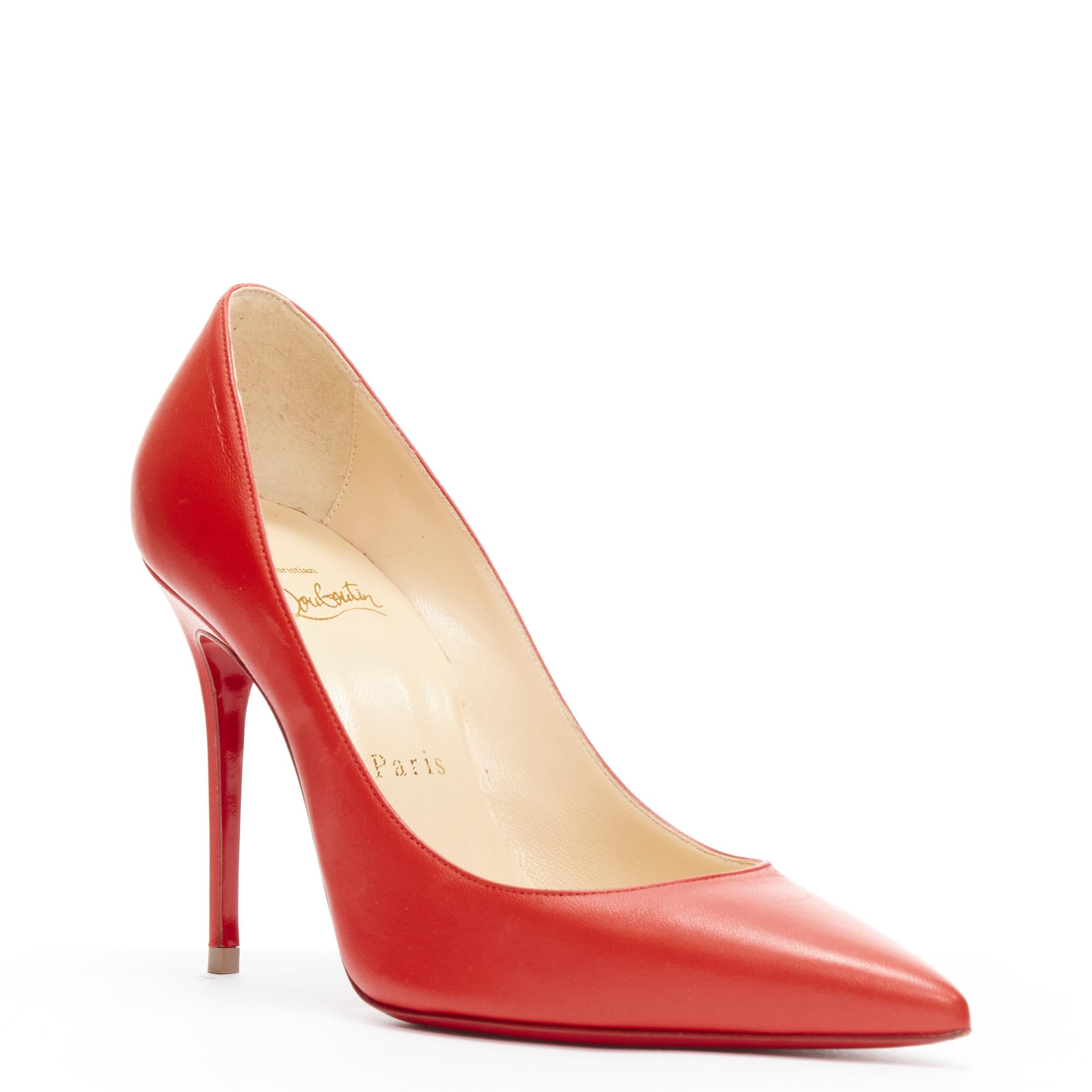 CHRISTIAN LOUBOUTIN Kate 100 lipstick red leather pointy pigalle high pump EU36 
Reference: TGAS/B01953 
Brand: Christian Louboutin 
Designer: Christian Louboutin 
Model: Kate 100 
Material: Leather 
Color: Red 
Pattern: Solid 
Made in: Italy