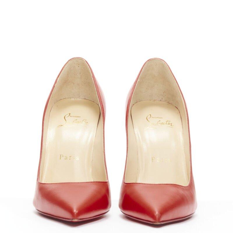 CHRISTIAN LOUBOUTIN Kate 100 rojo carmín cuero puntiagudo bomba alta pigalle EU36 Rojo en venta