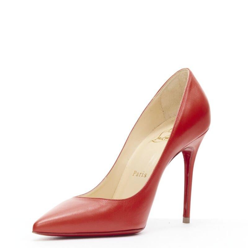 CHRISTIAN LOUBOUTIN Kate 100 rojo carmín cuero puntiagudo bomba alta pigalle EU36 en Excelente estado para la venta en Hong Kong, NT