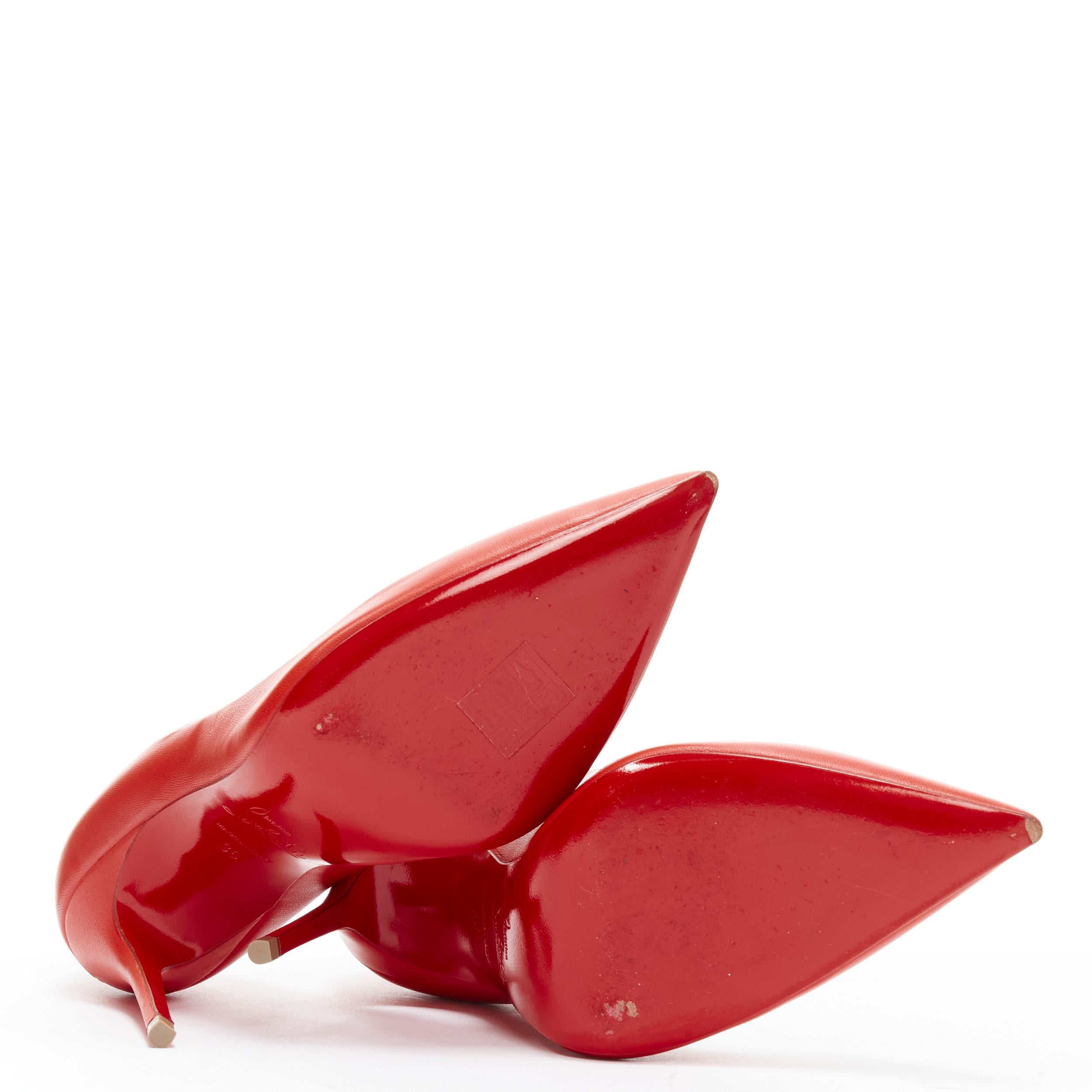 Red CHRISTIAN LOUBOUTIN Kate 100 lipstick red leather pointy pigalle high pump EU36 For Sale