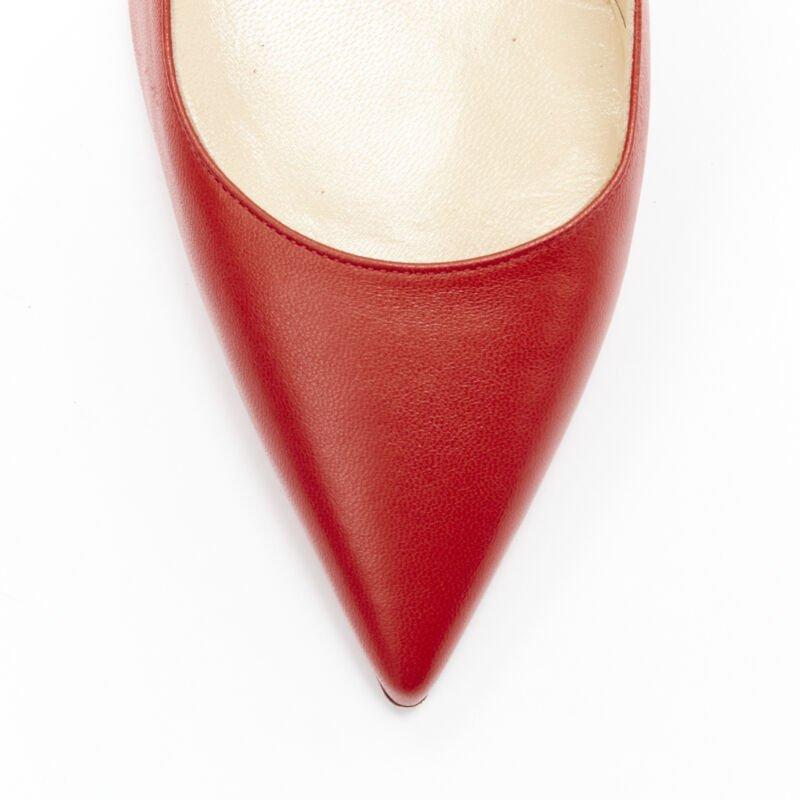 CHRISTIAN LOUBOUTIN Kate 100 rojo carmín cuero puntiagudo bomba alta pigalle EU36 en venta 2