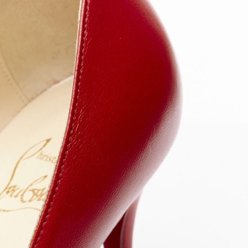 CHRISTIAN LOUBOUTIN Kate 100 rojo carmín cuero puntiagudo bomba alta pigalle EU36 en venta 4