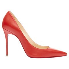 Used CHRISTIAN LOUBOUTIN Kate 100 lipstick red leather pointy pigalle high pump EU36