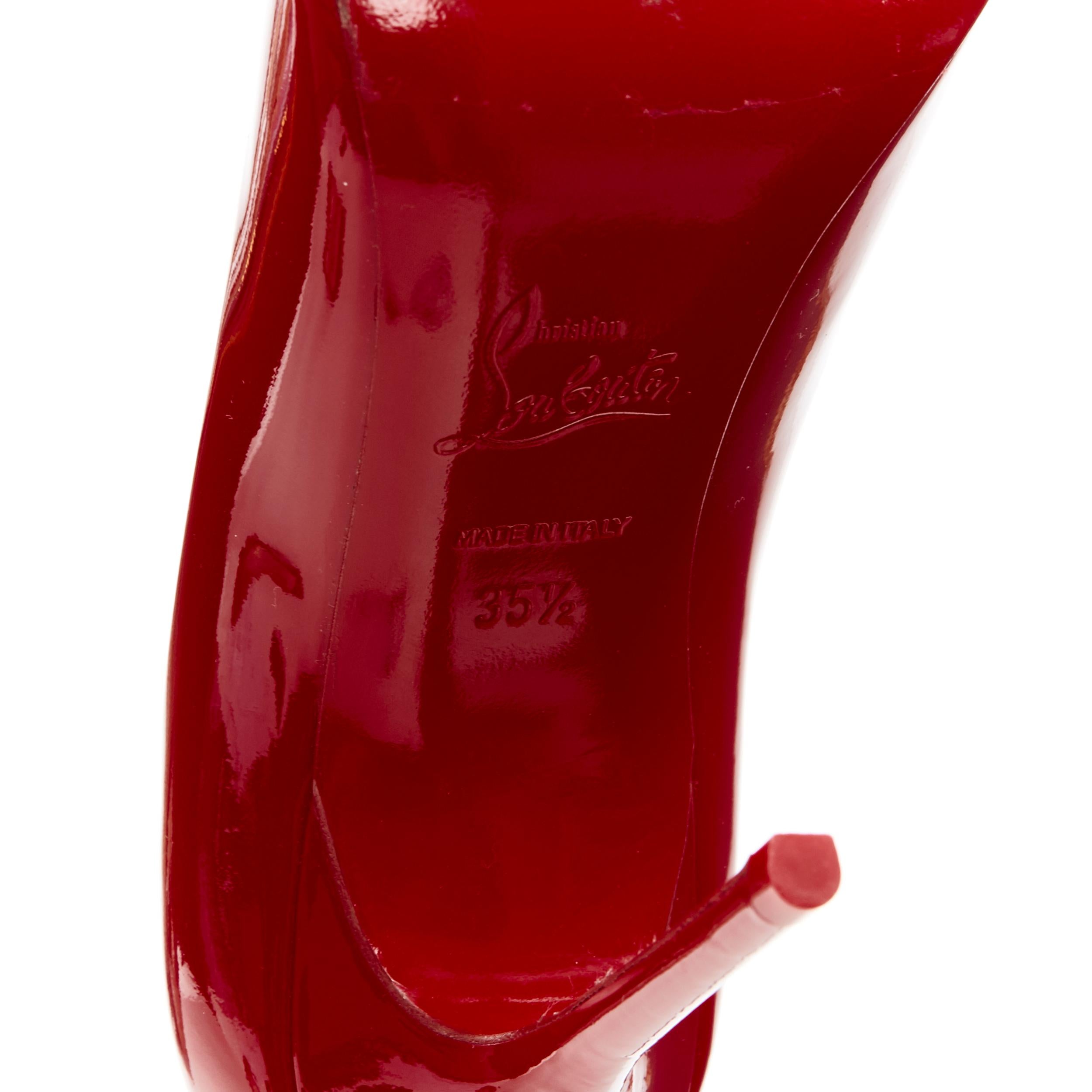 CHRISTIAN LOUBOUTIN Kate 100 R251 Loubi rojo charol pigalle tacón de aguja EU35.5 7